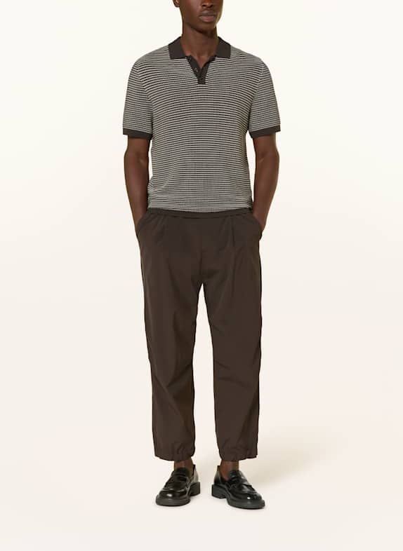 DRYKORN Gebreid poloshirt TRITON Regular Fit ECRU / MARRON FONCÉ