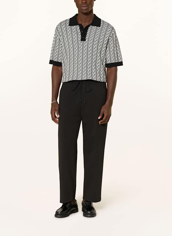 DRYKORN Strikket polo TAMIAN Relaxed Fit SORT / HVID