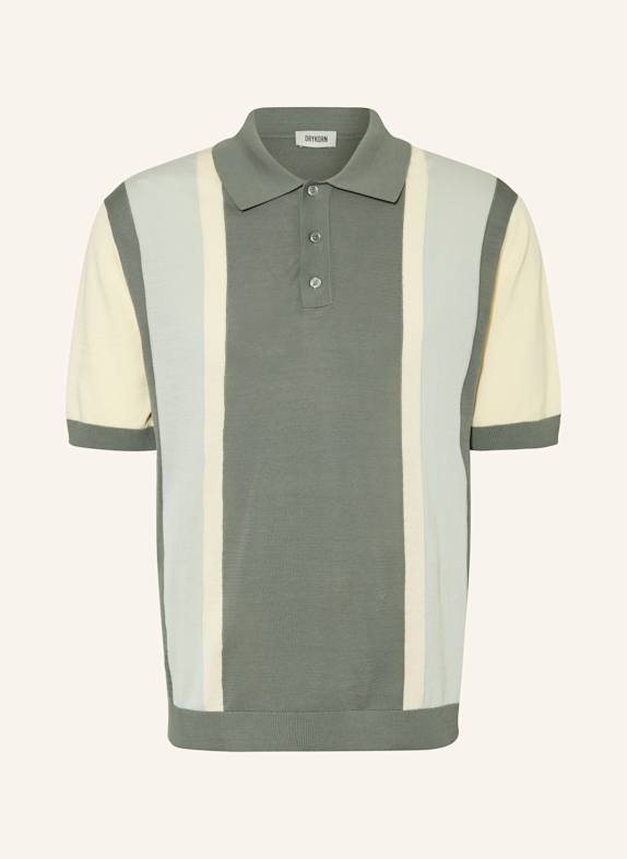 DRYKORN Knitted polo shirt TAMIAN Relaxed Fit GREEN / LIGHT BLUE / ECRU