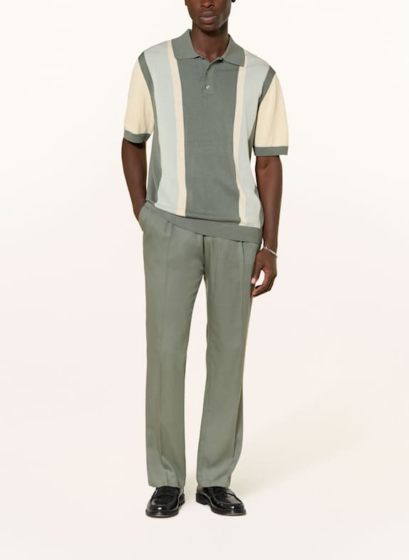DRYKORN Strikket polo TAMIAN Relaxed Fit GRØN / LYSEBLÅ / ECRU