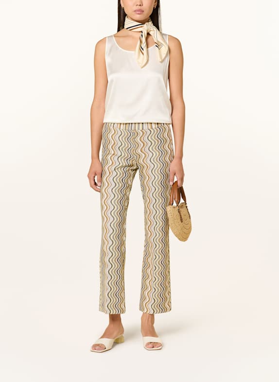 CAMBIO Broek FAITH met glittergaren LICHTGEEL / BRUIN / CRÈME