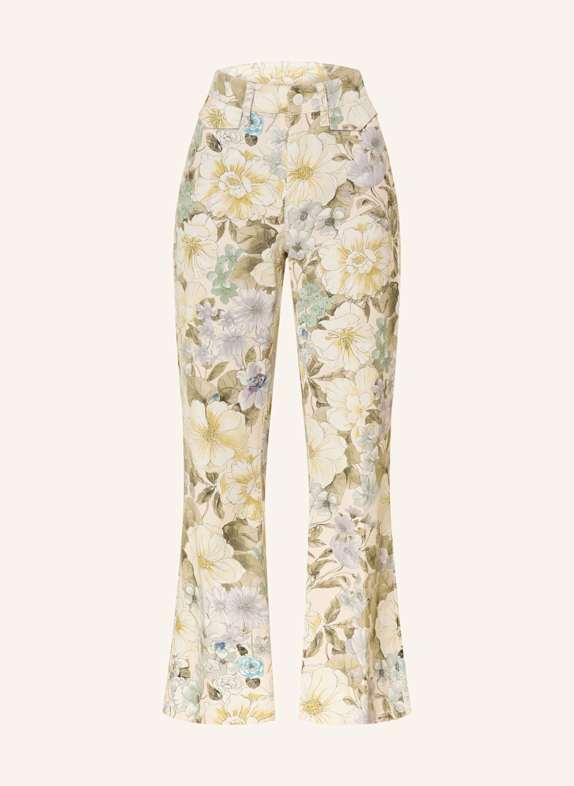 CAMBIO 7/8 trousers FABIENNE ECRU / KHAKI / LIGHT PURPLE