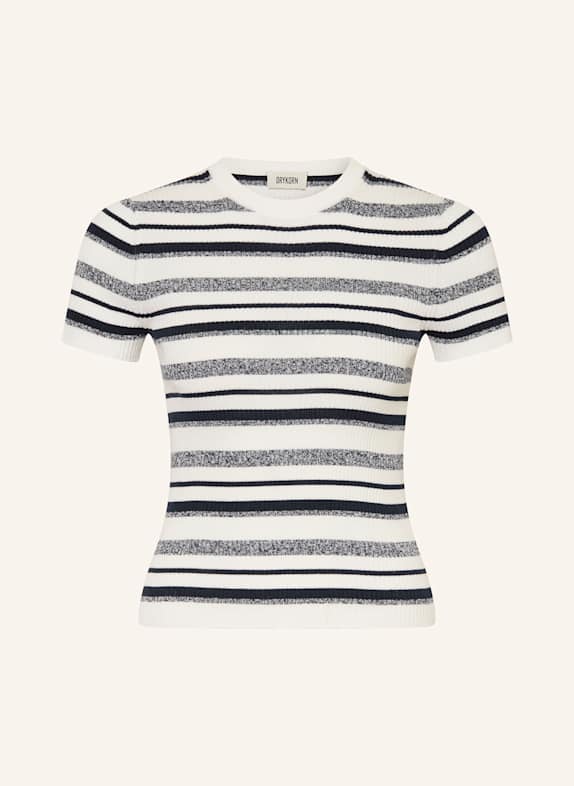 DRYKORN Úpletové tričko MOGLINI TMAVĚ MODRÁ / BÍLÁ