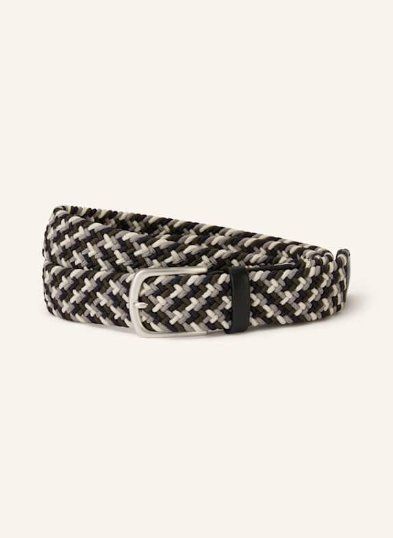 STROKESMAN'S Braided belt WHITE/ SILVER/ DARK BLUE