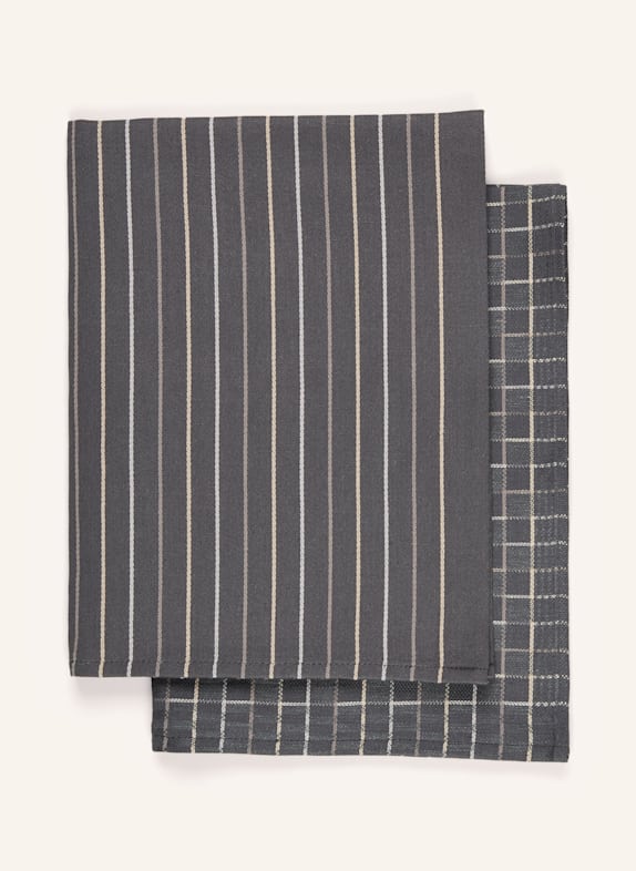ROSS 2er-Set Geschirrtücher mit Leinen DUNKELGRAU