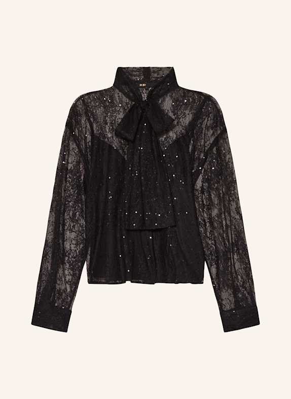 maje Schluppenbluse aus Spitze mit Pailletten SCHWARZ