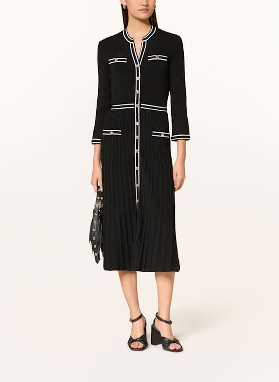 maje Strickkleid SCHWARZ / BLAU / WEISS