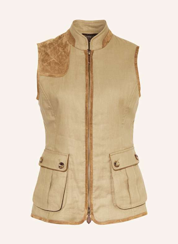 HABSBURG Krojová vesta FALKENSTEIN s příměsí lnu SVĚTLE HNĚDÁ