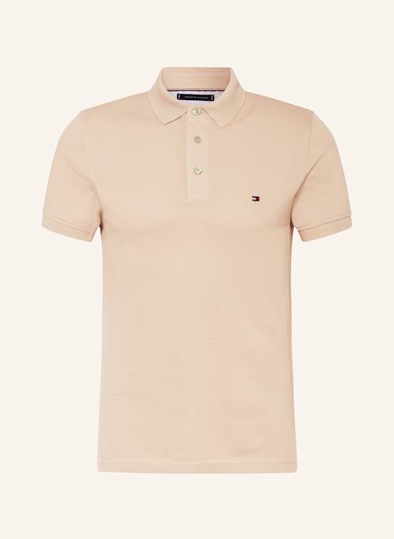 TOMMY HILFIGER Koszulka polo z piki slim fit BEŻOWY