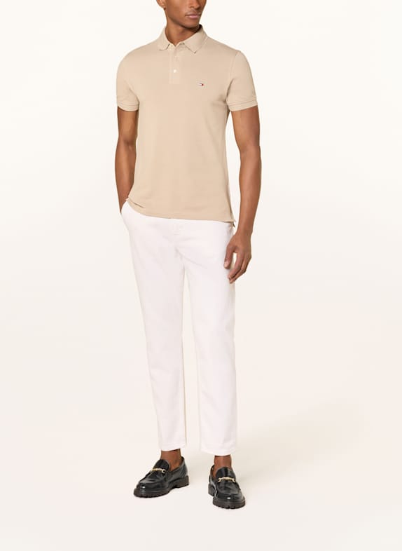 TOMMY HILFIGER Koszulka polo z piki slim fit BEŻOWY