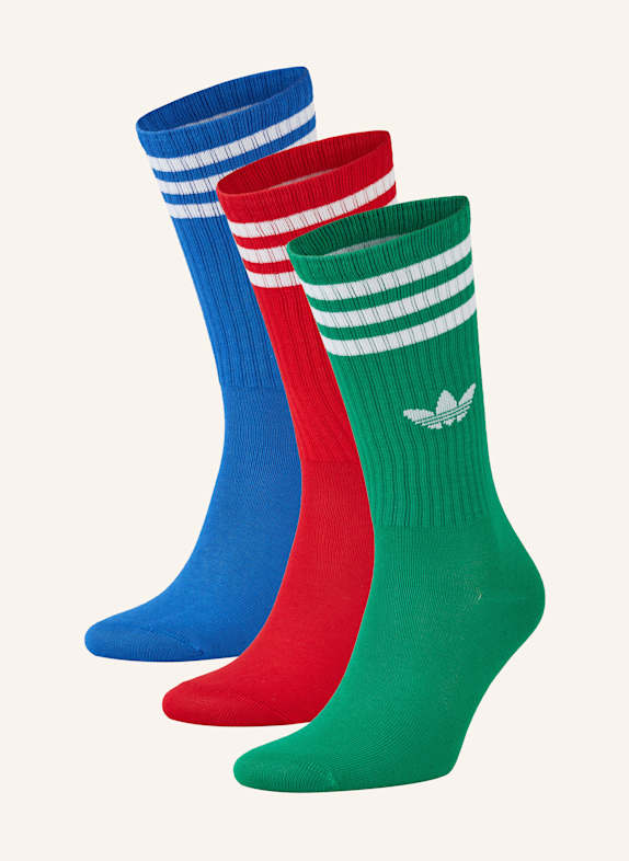 adidas Originals Skarpety HIGH CREW, 3 pary NIEBIESKI/ CZERWONY/ ZIELONY