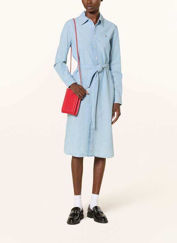 POLO RALPH LAUREN Hemdblusenkleid in Jeansoptik HELLBLAU