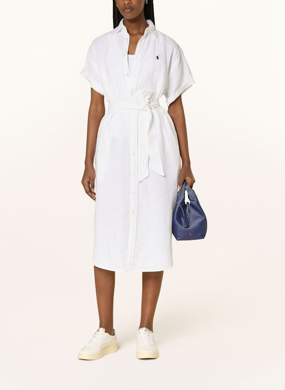 POLO RALPH LAUREN Hemdblusenkleid aus Leinen WEISS