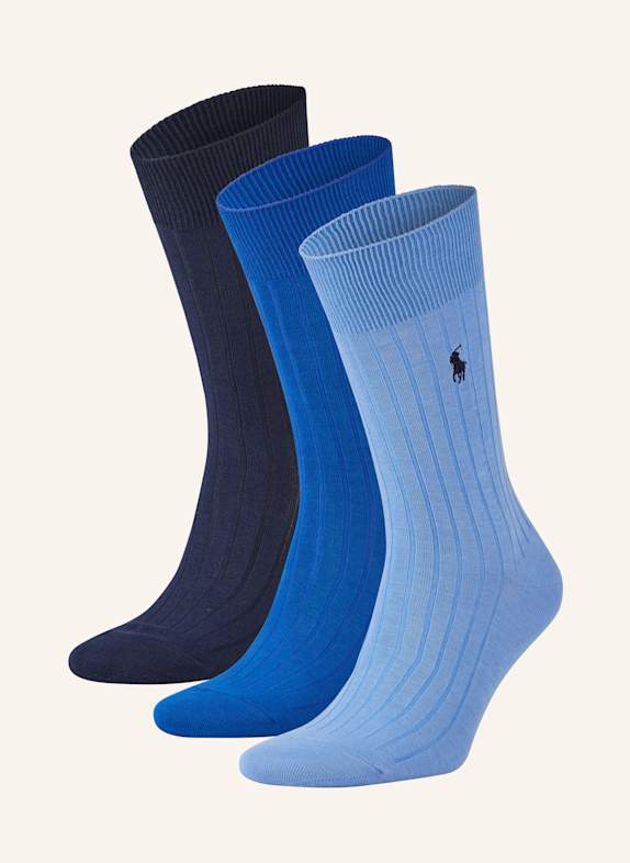 POLO RALPH LAUREN 3-pack socks DARK BLUE/ BLUE/ LIGHT BLUE