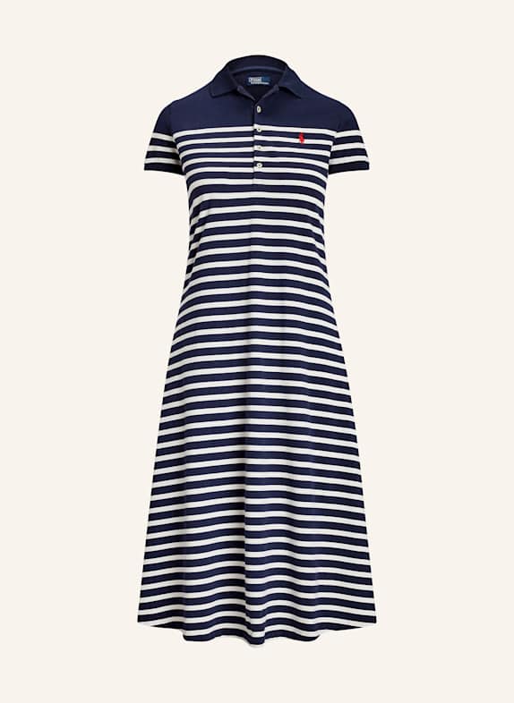 POLO RALPH LAUREN Piqué-Kleid DUNKELBLAU/ WEISS