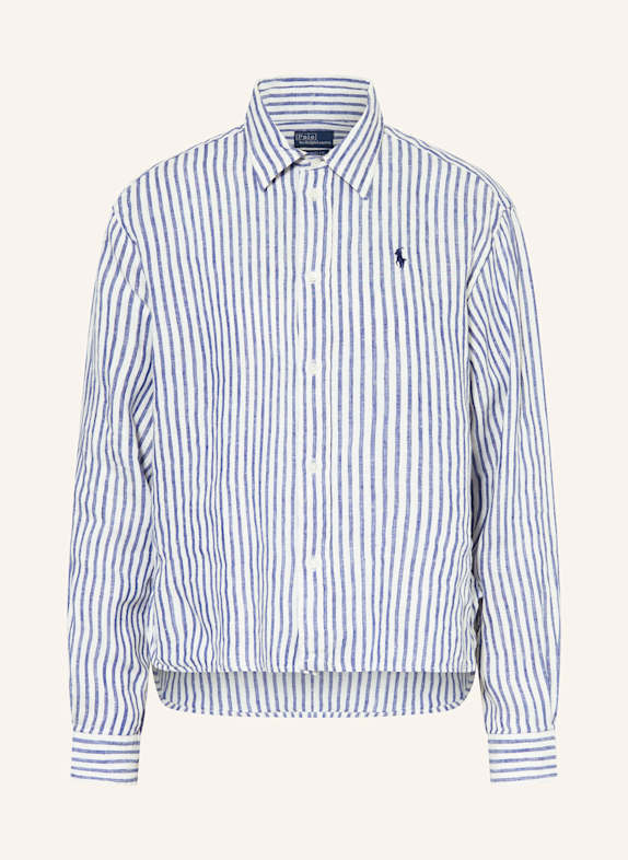 POLO RALPH LAUREN Shirt blouse made of linen BLUE/ WHITE