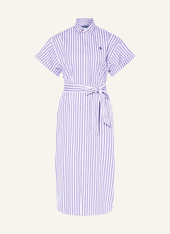 POLO RALPH LAUREN Hemdblusenkleid LILA/ WEISS