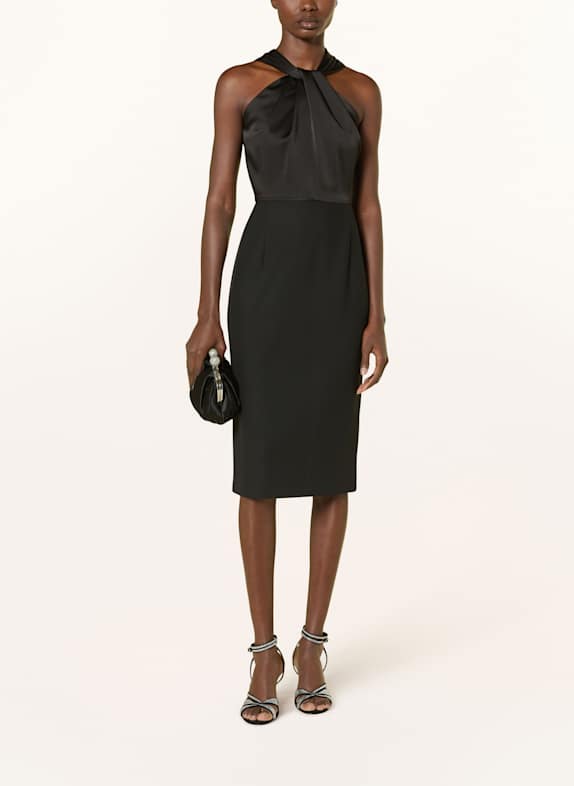 BOSS Cocktailkleid DATINAR im Materialmix SCHWARZ