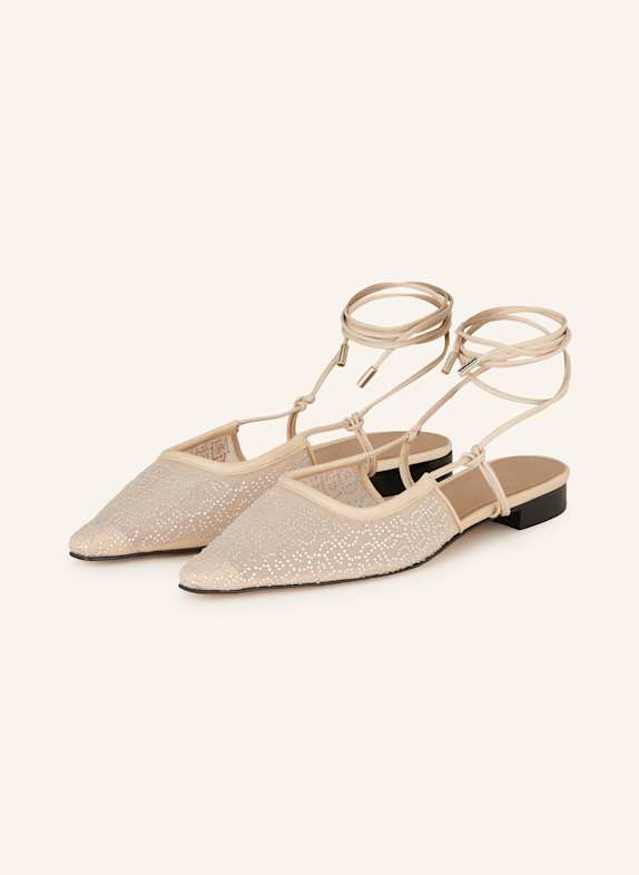 BOSS Mules CHARLIZE mit Schmucksteinen BEIGE