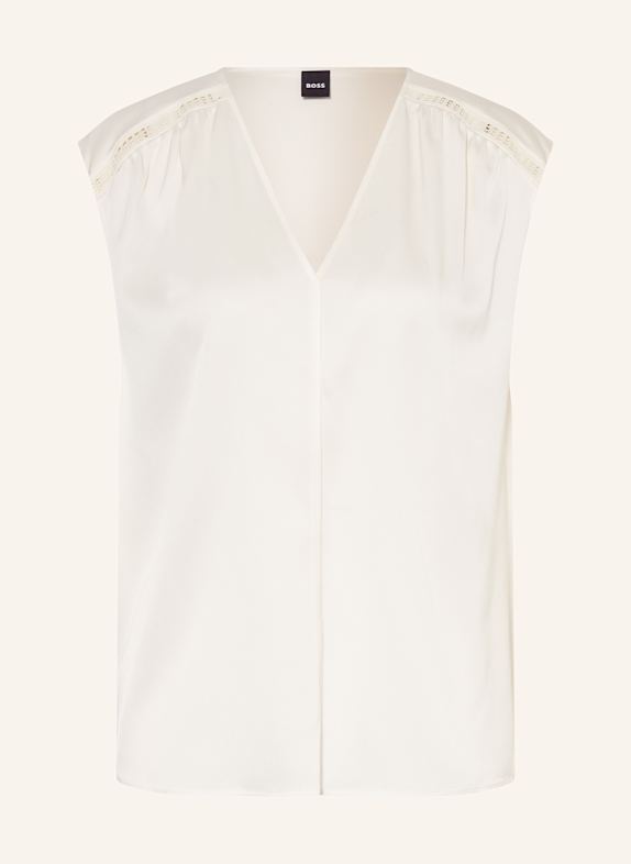 BOSS Blouse top BINADI in silk WHITE