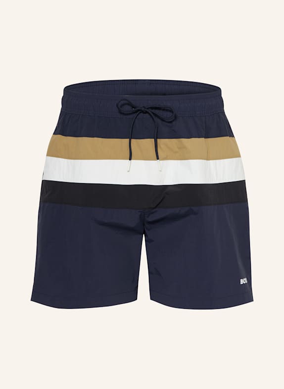 BOSS Badeshorts LOUIS DUNKELBLAU/ WEISS/ CAMEL