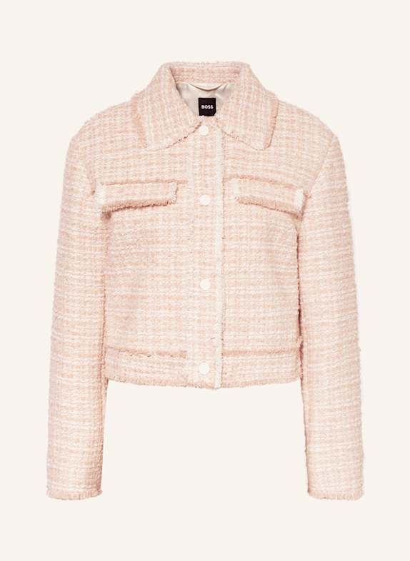 BOSS Bouclé-Kastenjacke JETONA LACHS/ ECRU