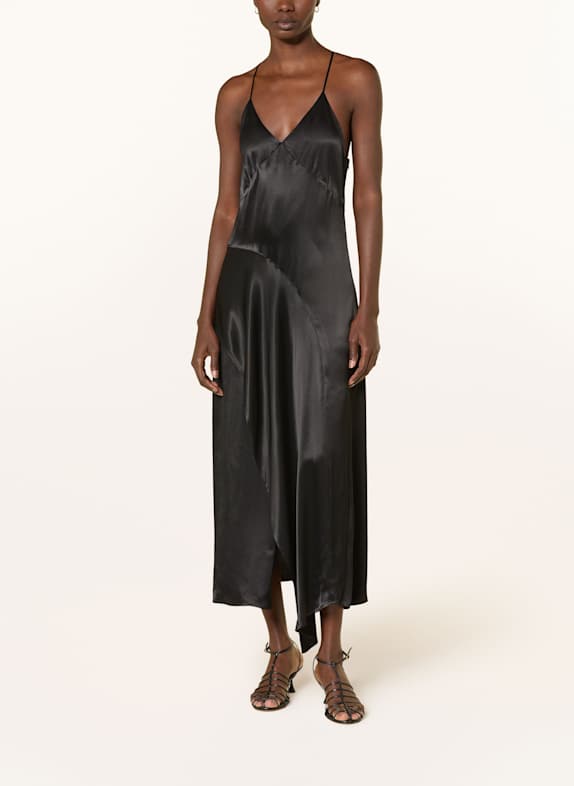 BOSS Cocktailkleid DAMARNI aus Satin SCHWARZ