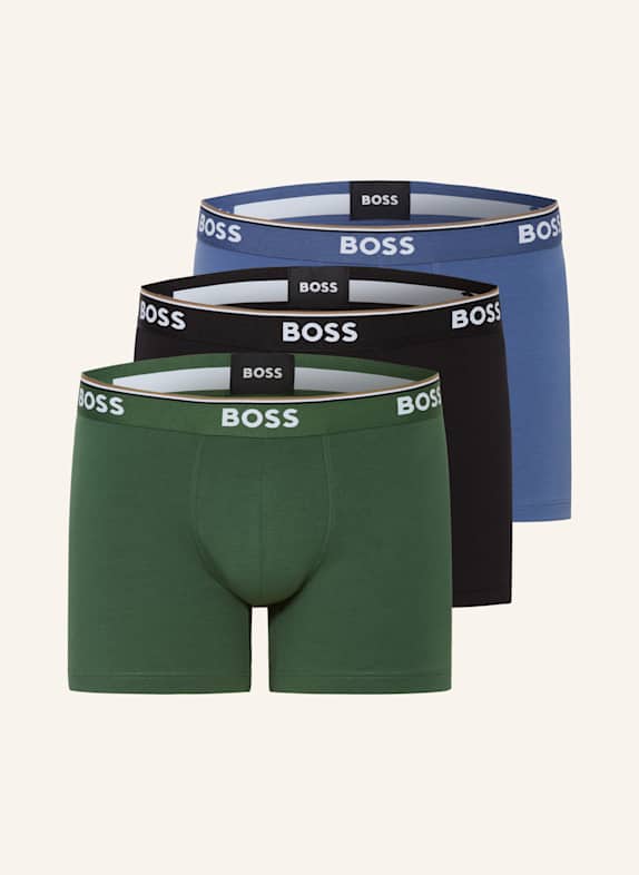 BOSS 3er-Pack Boxershorts POWER HELLBLAU/ SCHWARZ/ GRÜN
