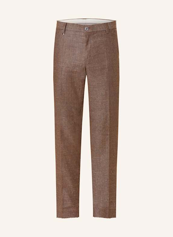 BOSS Anzughose GENIUS Slim Fit mit Leinen 204 DARK BROWN