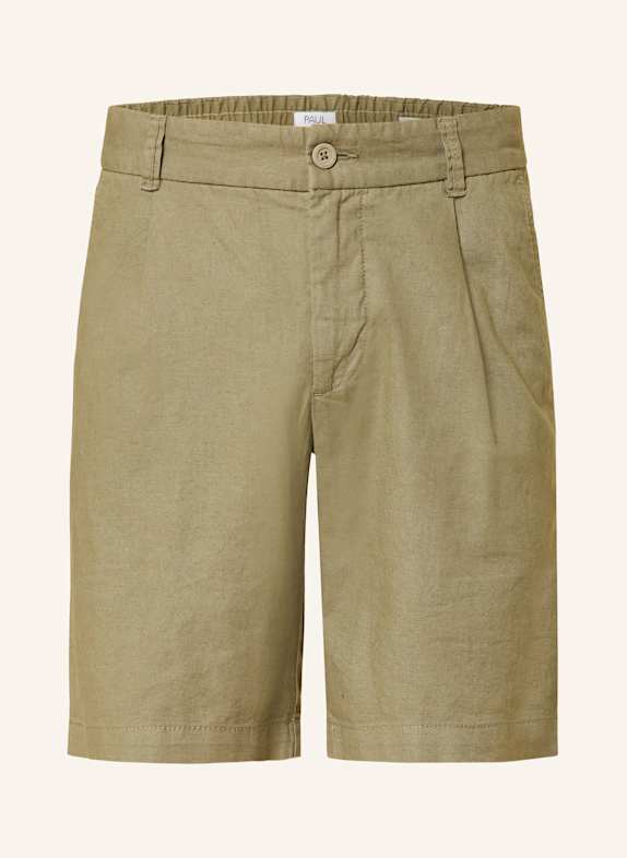 PAUL Shorts comfort fit with linen KHAKI