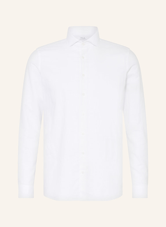PAUL Shirt slim fit with linen WHITE