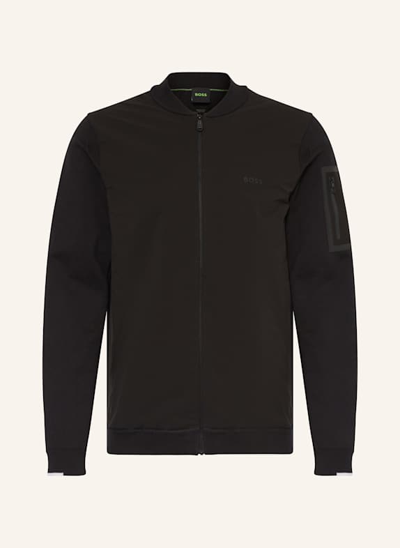 BOSS Sweatjacke EVER im Materialmix SCHWARZ