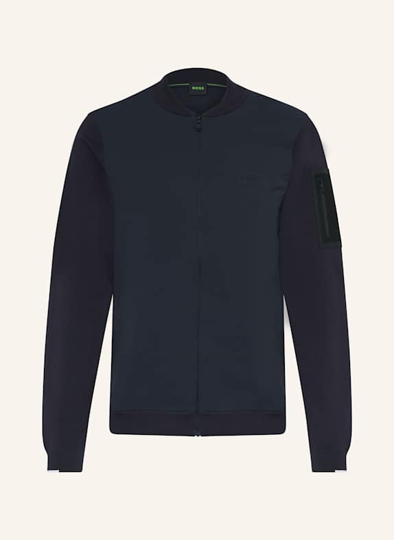 BOSS Sweatjacke EVER im Materialmix DUNKELBLAU
