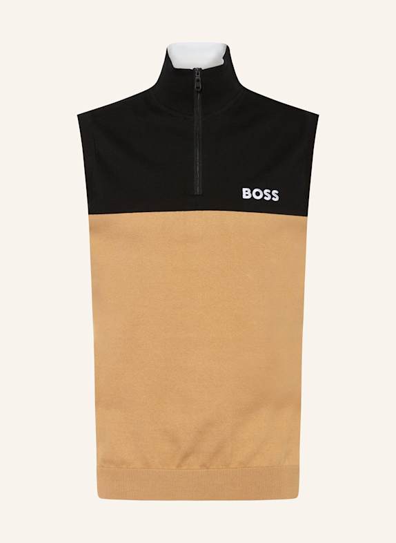 BOSS Strick-Tanktop GOLF SCHWARZ/ CAMEL/ WEISS