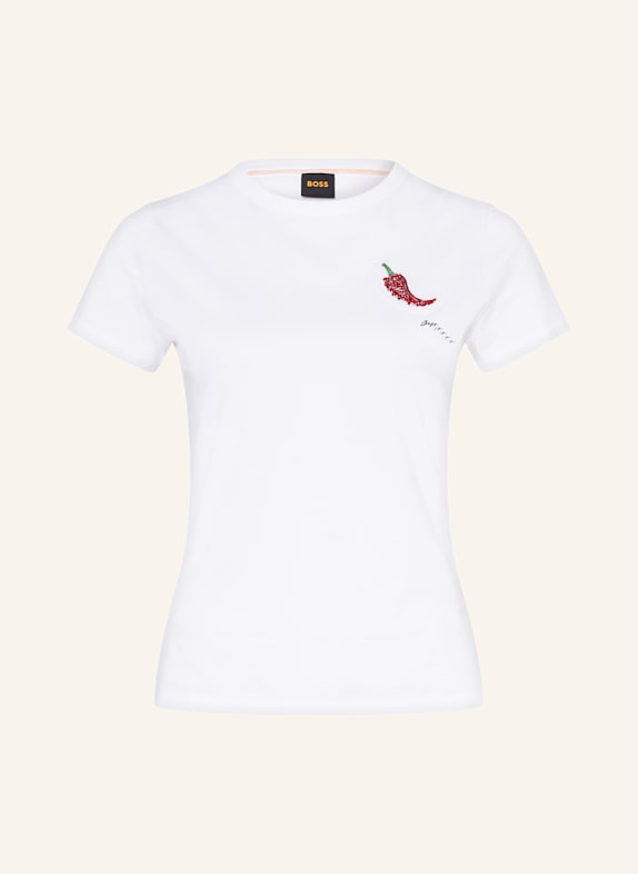 BOSS ENDORA T-shirt with decorative gems WHITE