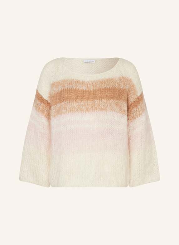 MRS & HUGS Mohair sweater CREAM/ LIGHT BROWN/ ROSE