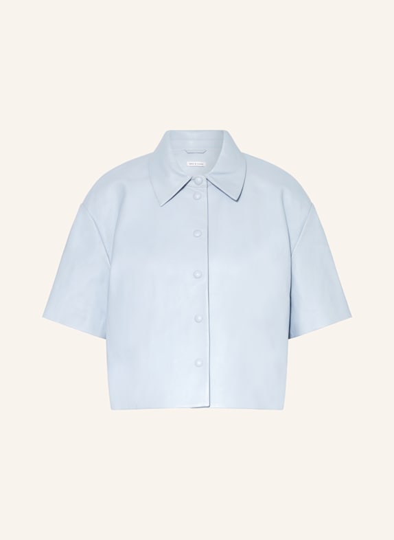 MRS & HUGS Shirt blouse made of leather LIGHT BLUE