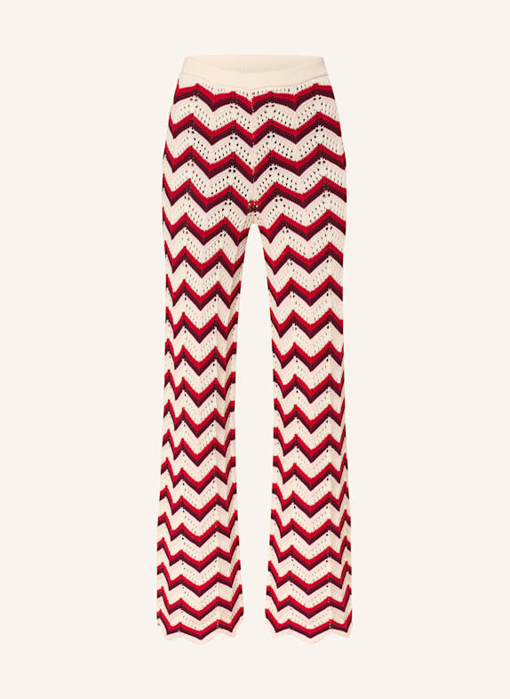 MRS & HUGS Wide leg trousers ECRU/ RED/ DARK RED