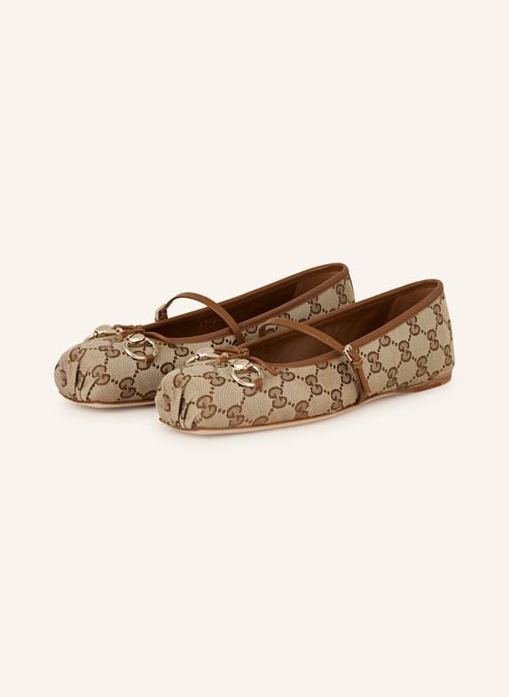 GUCCI Mary-Jane-Ballerinas BRAUN