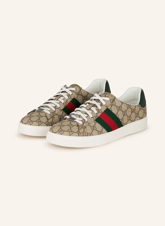 GUCCI Sneaker ACE BEIGE/ BRAUN/ DUNKELGRÜN