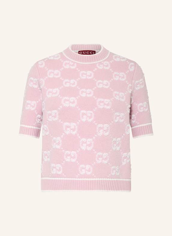 GUCCI Strickshirt WEISS/ HELLROSA