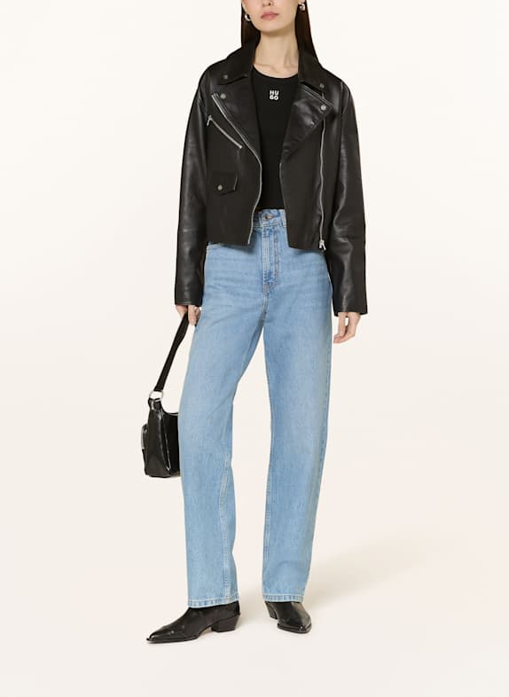 HUGO Lederjacke LARIDAS SCHWARZ