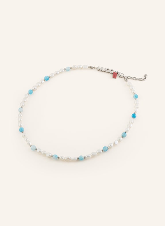 HUGO Halskette SHELLBEADS SILBER/ WEISS/ HELLBLAU