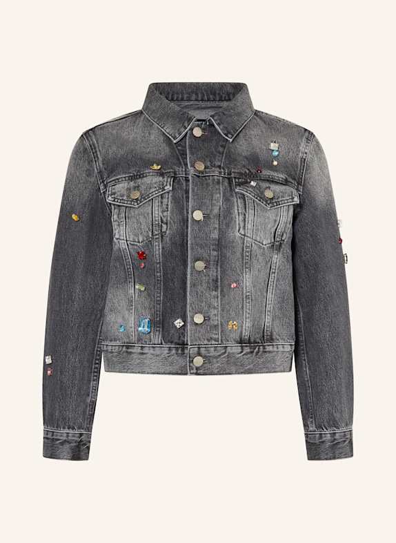 MARC JACOBS Cropped-Jeansjacke mit Schmucksteinen 011 BLEACHED BLACK