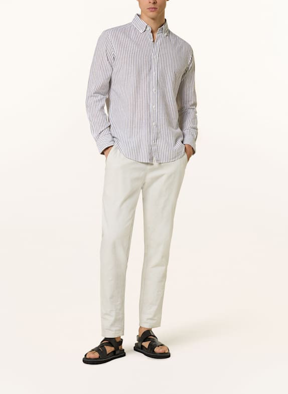 STROKESMAN'S Overhemd Regular Fit met linnen ECRU / KAKI