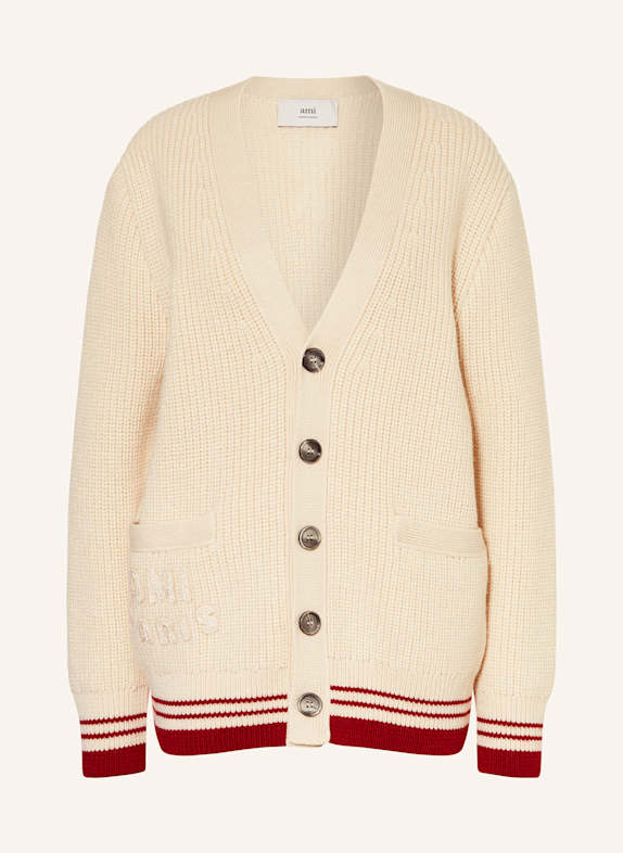 AMI PARIS Strickjacke ECRU/ DUNKELROT