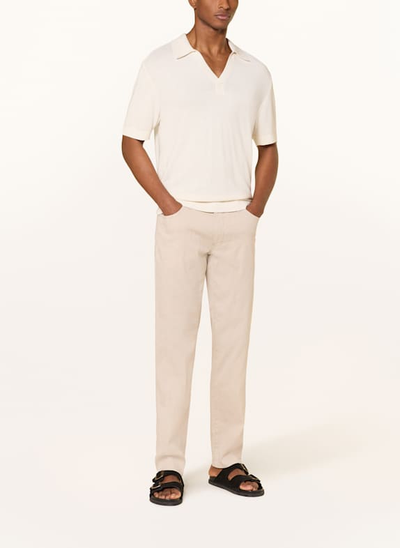 BRAX Byxor CADIZ L Modern Fit med linne BEIGE