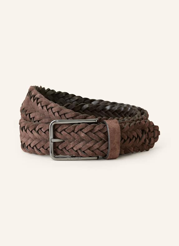 Calvin Klein Flechtgürtel aus Leder DUNKELBRAUN