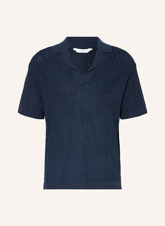 Calvin Klein Strick-Poloshirt DUNKELBLAU