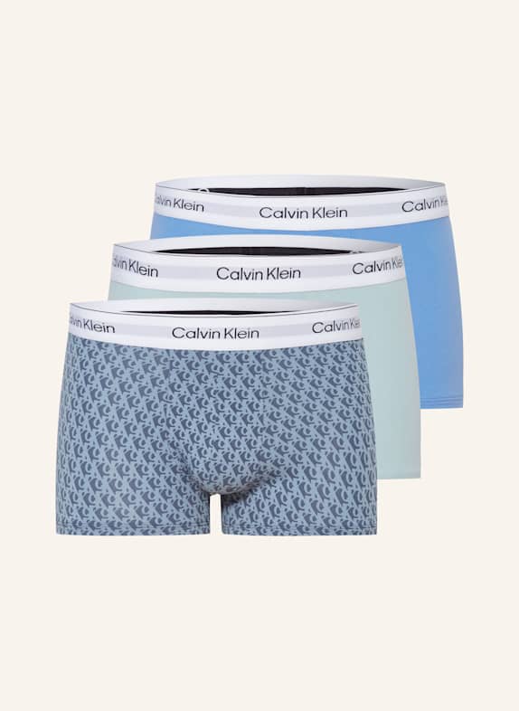 Calvin Klein Bokserki ICON COTTON STRETCH low rise, 3 szt. NIEBIESKI/ JASNONIEBIESKI/ MIĘTOWY